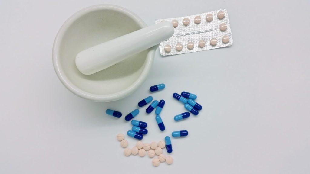 Mortar and pestle used to prepare compounded medication